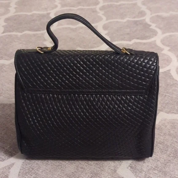 Black Leather Quilted Crossbody Purse - Picture 2 of 11